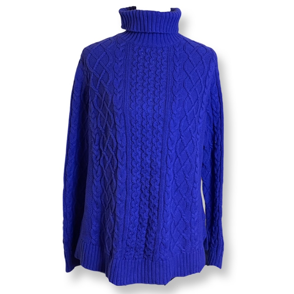 Land’s End Royal Blue Cable Knit Sweater - 1X